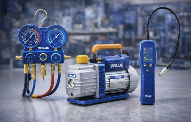 Инструменты VALUE для монтажа: manifold, вакуумник, детектор утечек